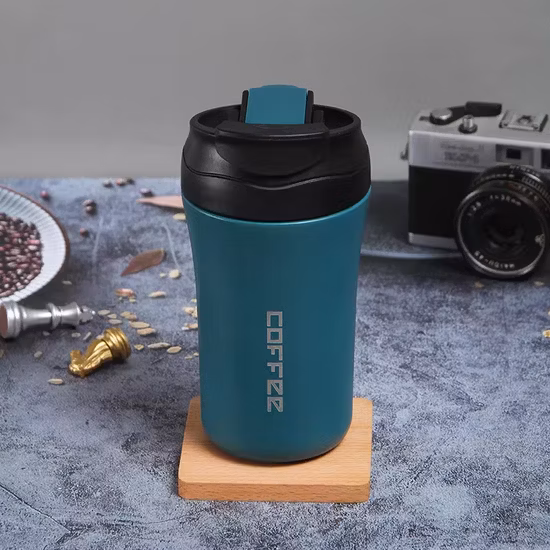 400ml Custom Logo Coffee Vacuum Thermos Stainless Steel Coffee Mug with Soft Straw